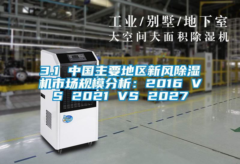 3.1 中國主要地區新風除濕機市場規模分析：2016 VS 2021 VS 2027