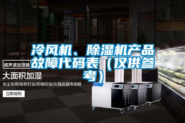 冷風機、除濕機產品故障代碼表(僅供參考)